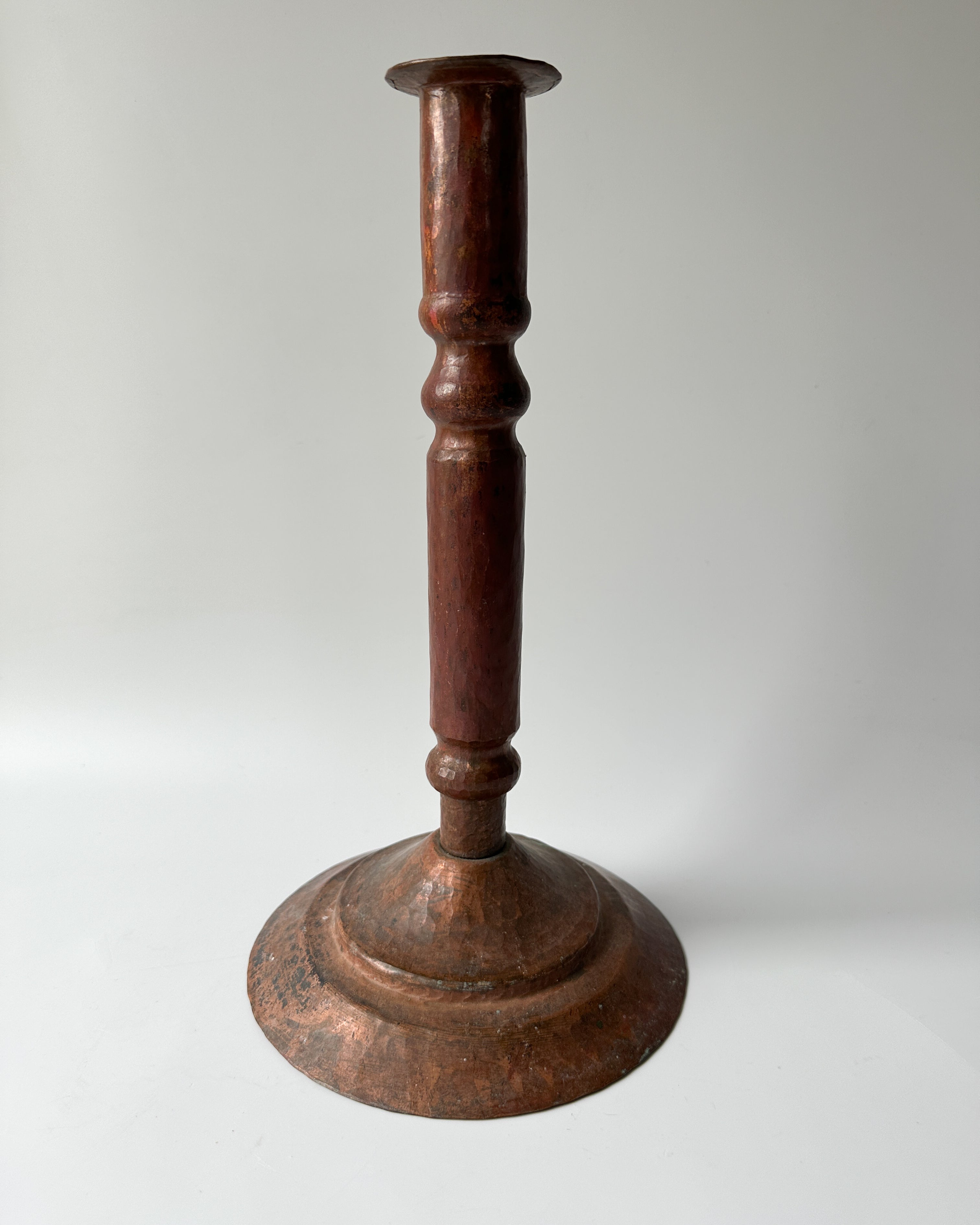 Tall Hammered Copper Candlestick