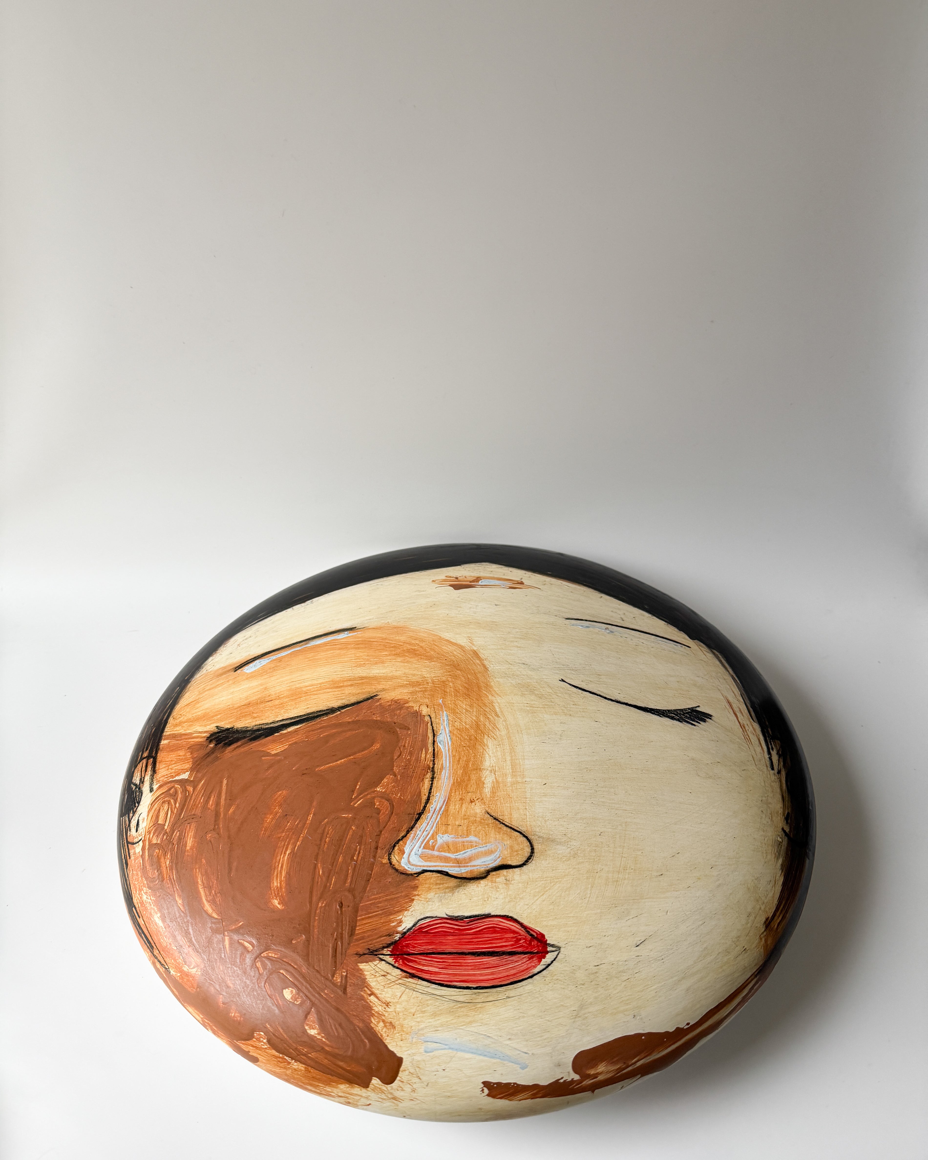 16" Hand-painted Ceramic Face Sculpture in Style of Artist Yuri Zatarain