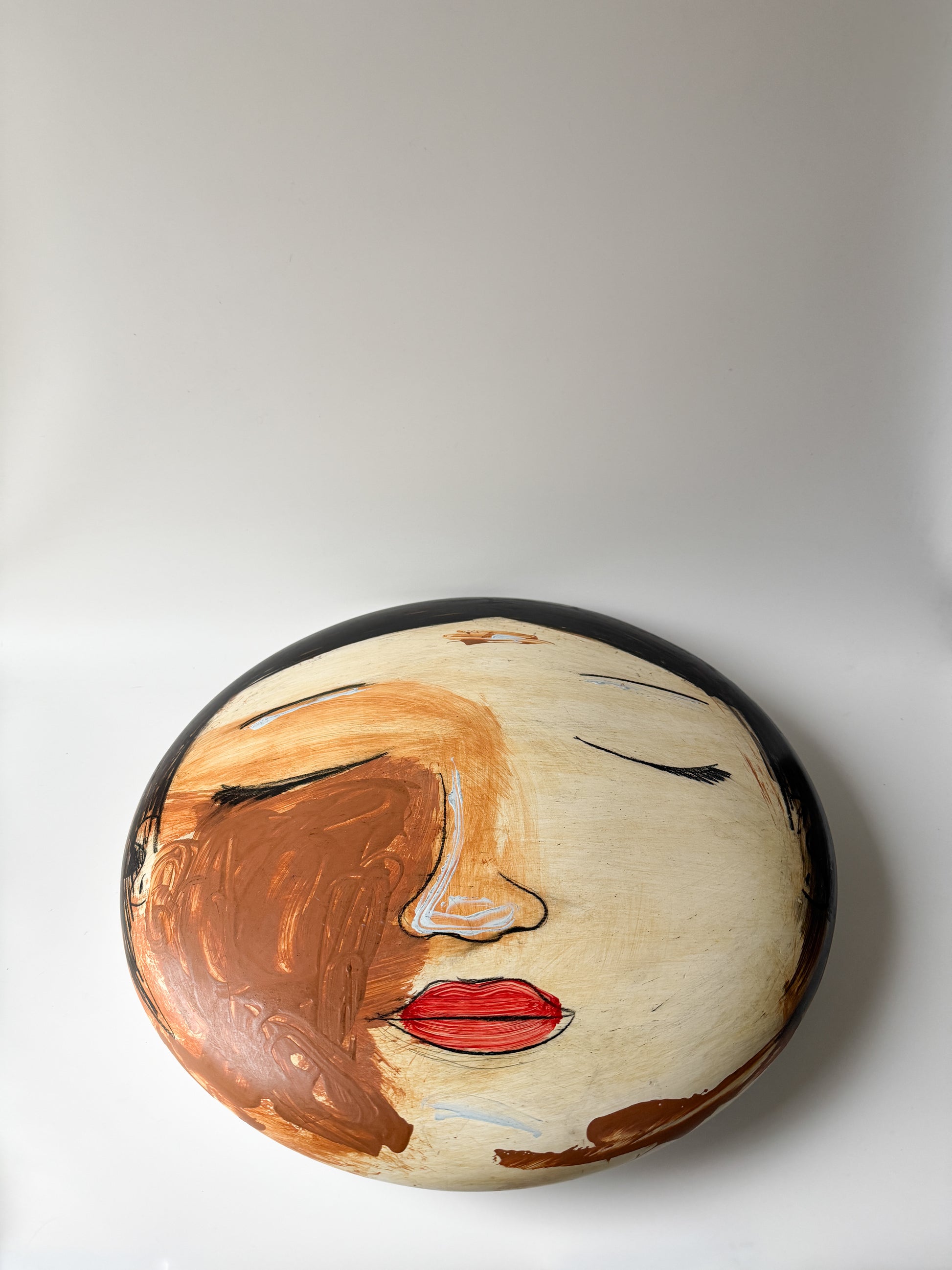 16" Hand-painted Ceramic Face Sculpture in Style of Artist Yuri Zatarain