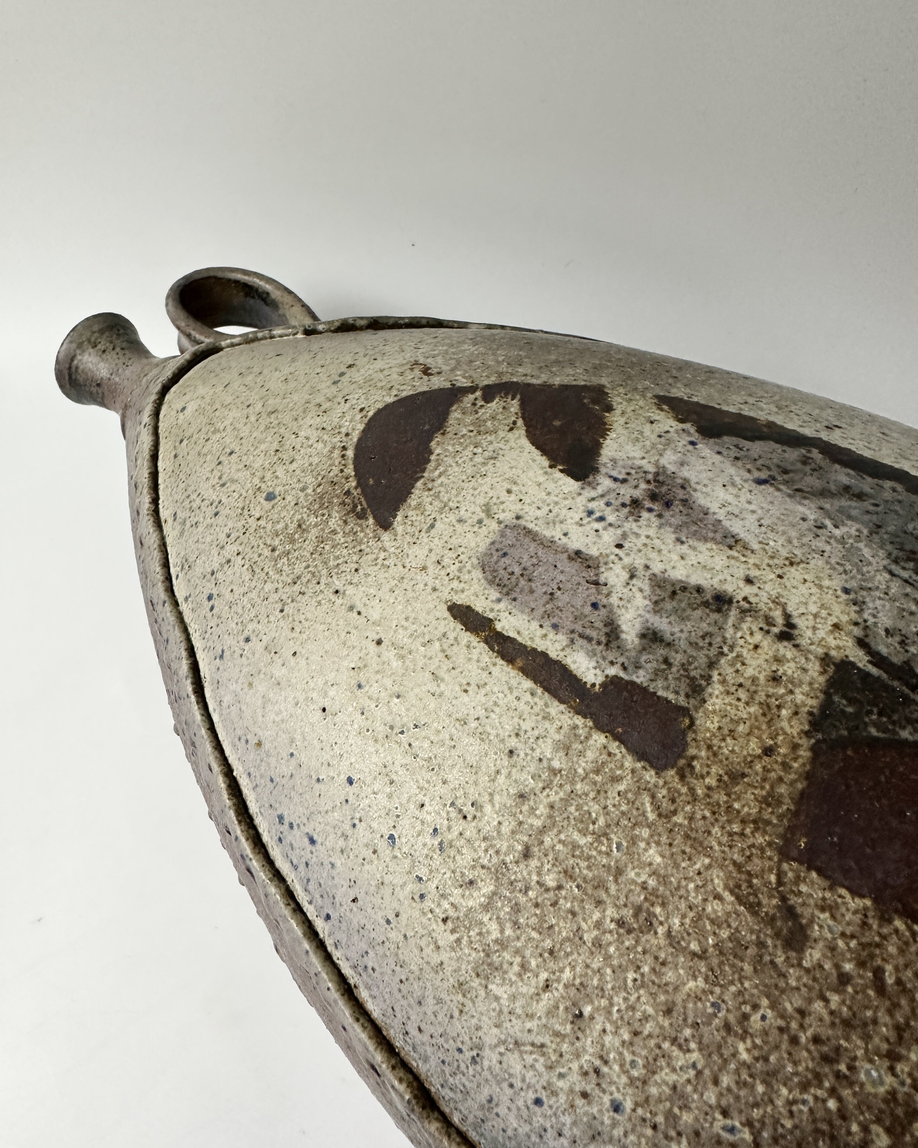 Large Handmade Grey Clay Jug Vessel with Handle