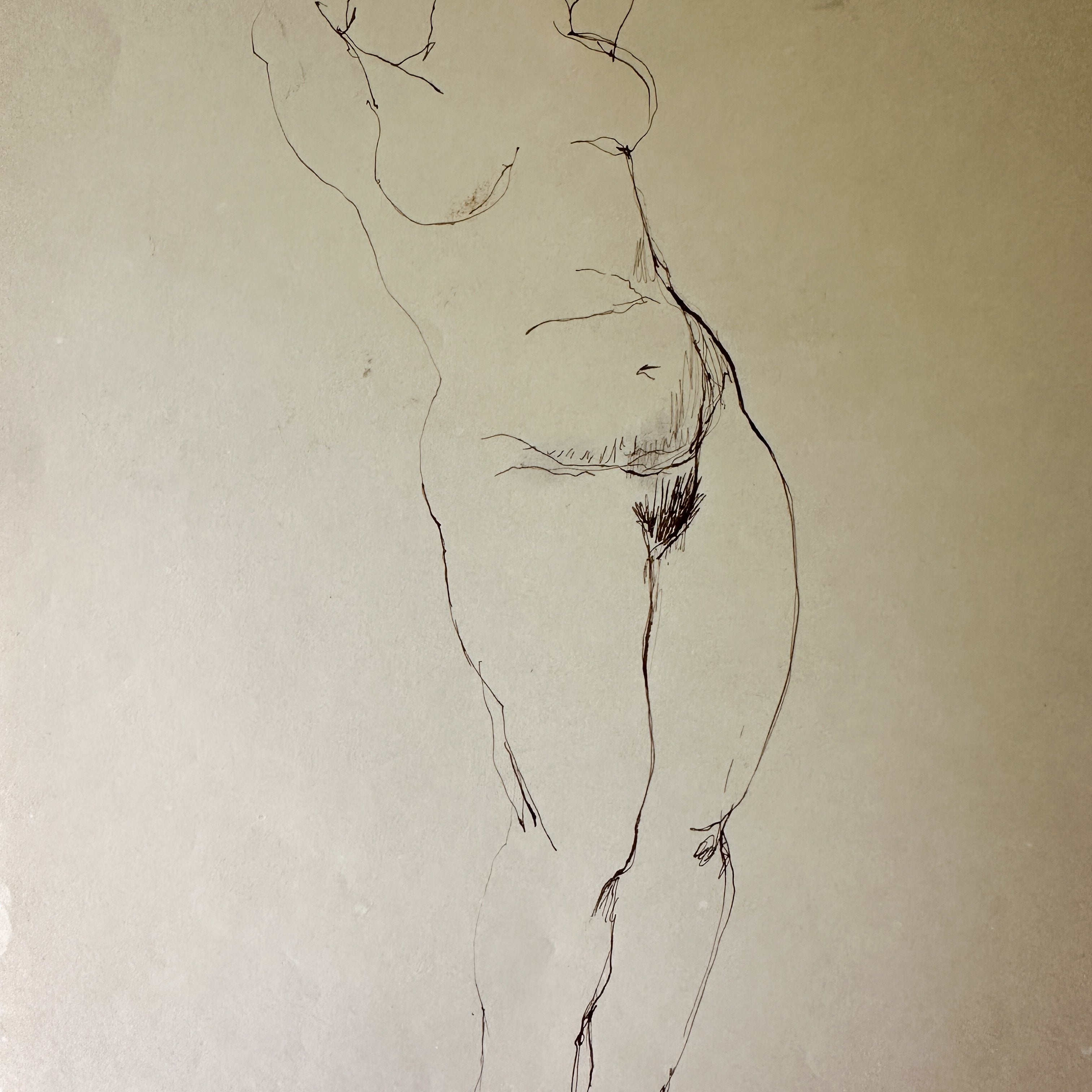 Nude Ink Sketch of a Woman by Jane Matteson (11"W x 14"H)