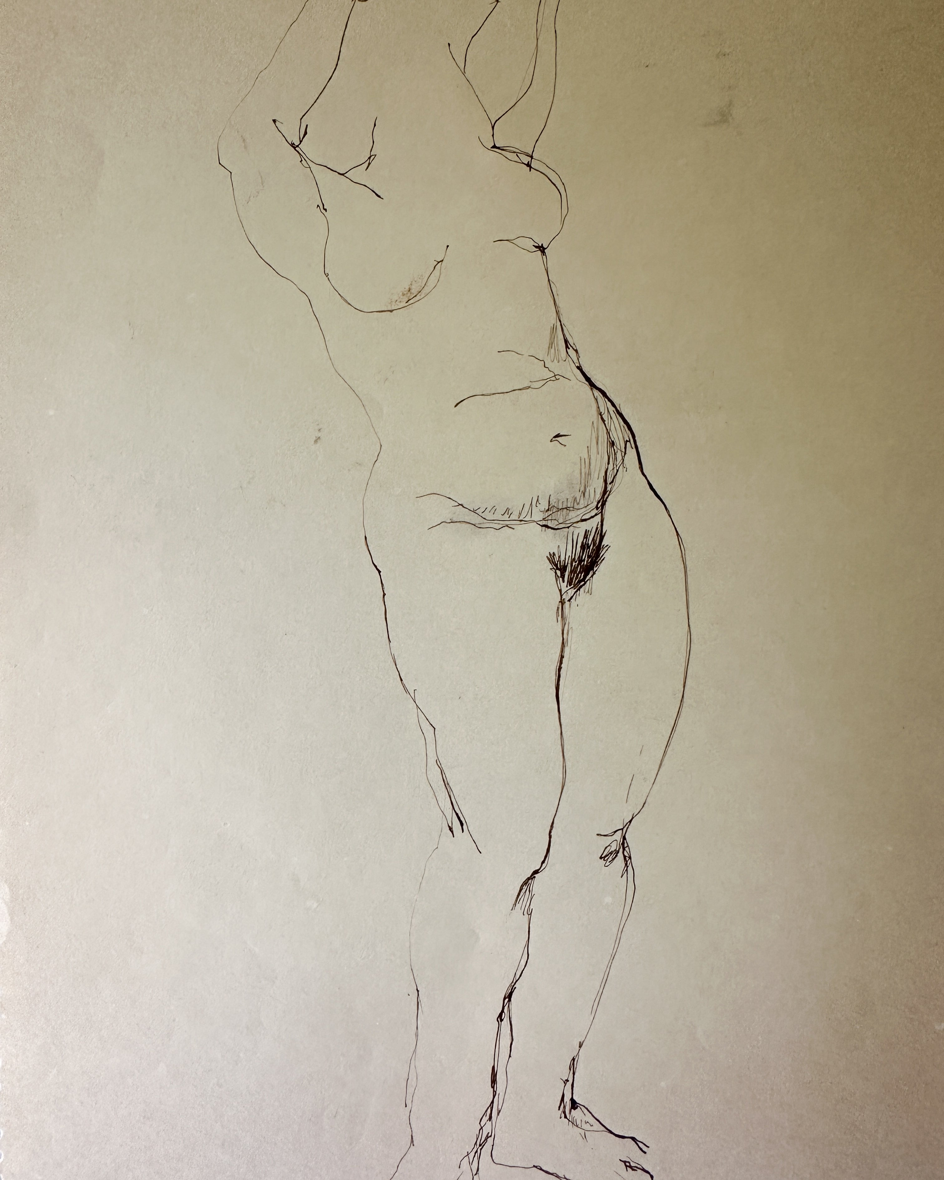 Nude Ink Sketch of a Woman by Jane Matteson (11"W x 14"H)