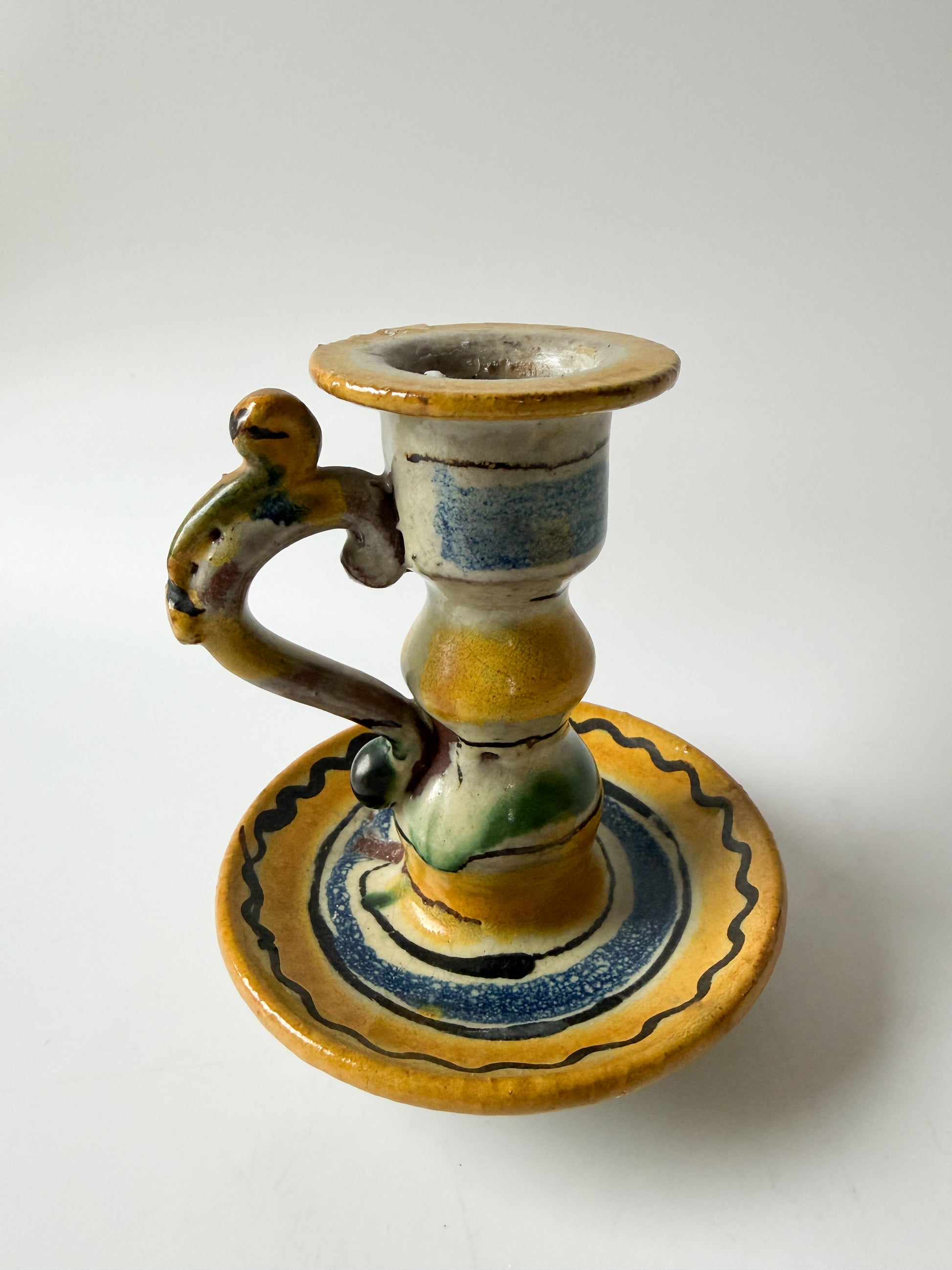 Italian Handmade Terracotta Candlestick (with candle)