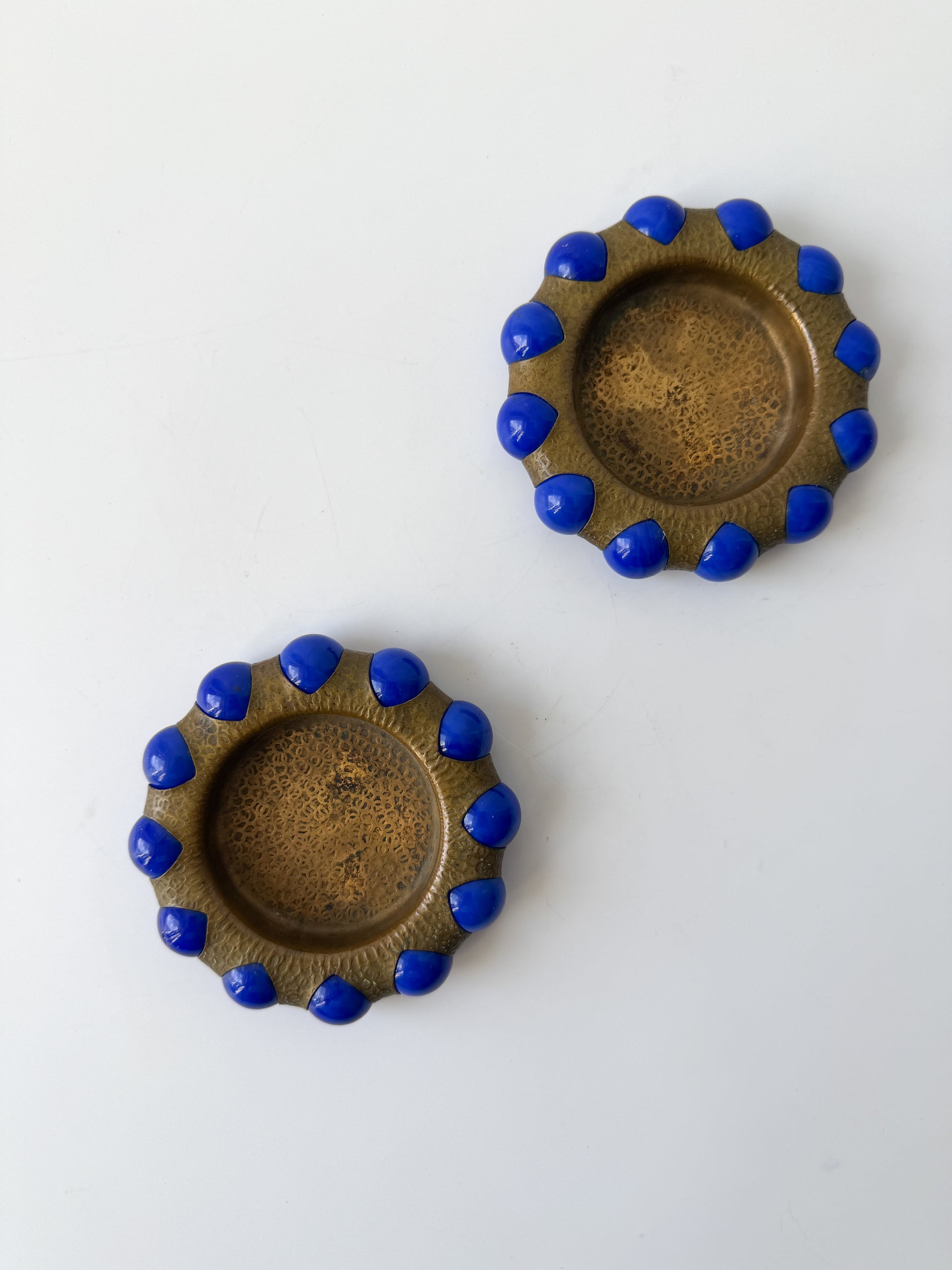 1930's World’s Fair Fisher Jewel Tray - Brass with Blue Marbles (2 available)