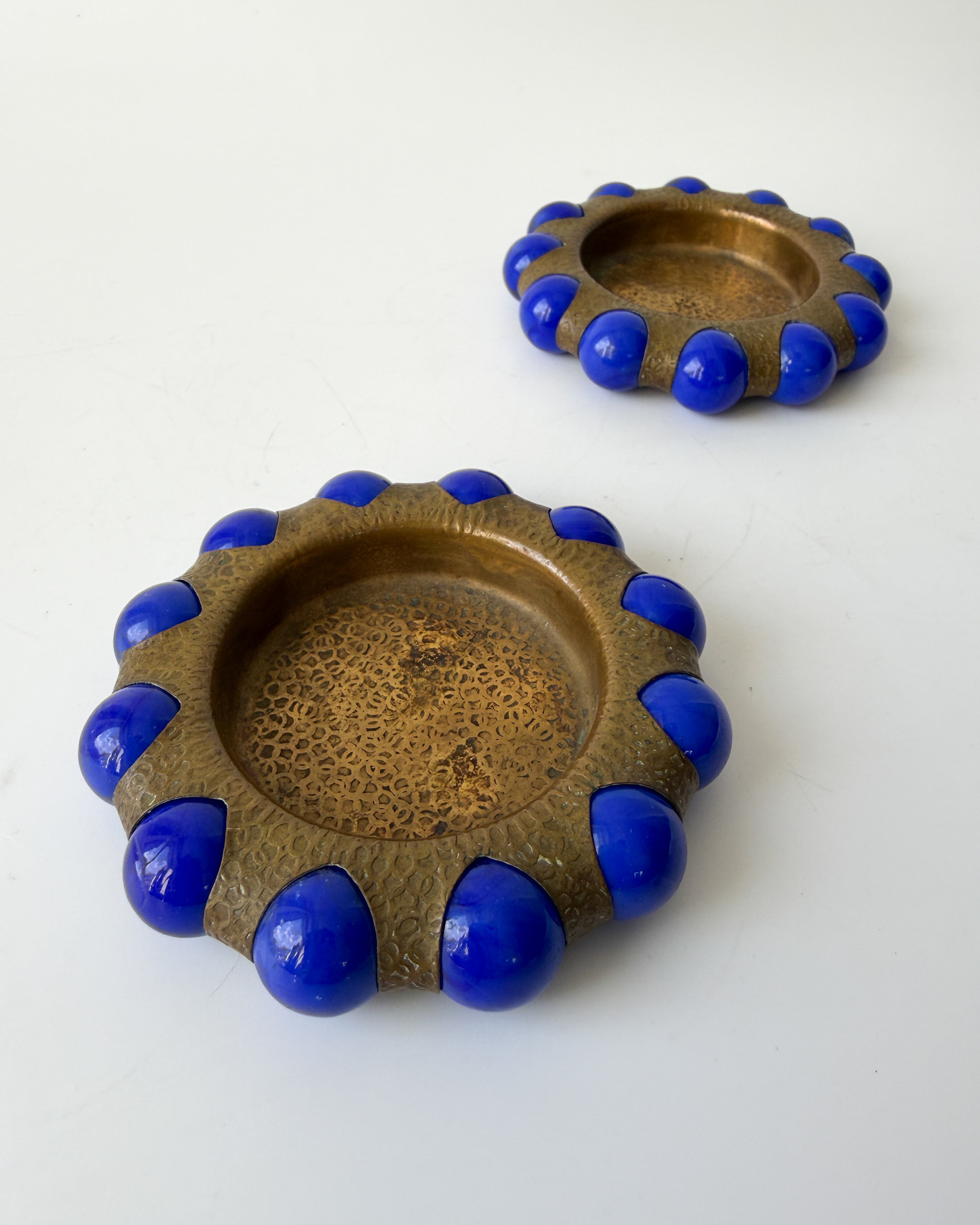 1930's World’s Fair Fisher Jewel Tray - Brass with Blue Marbles (2 available)