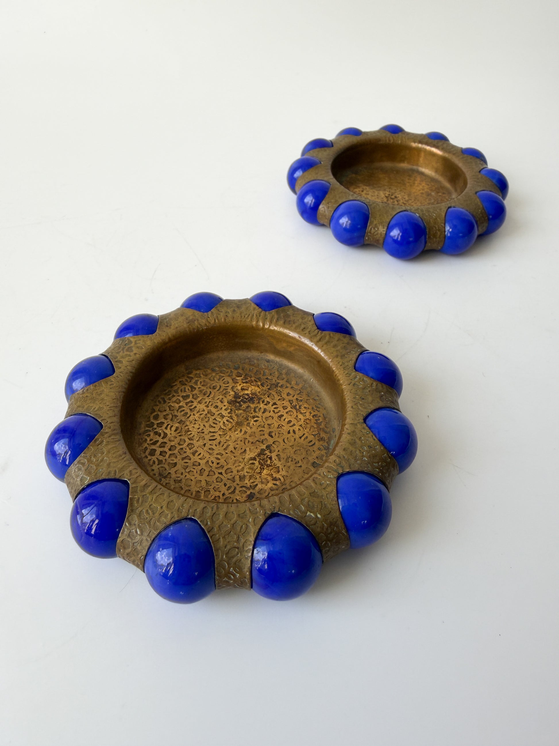 1930's World’s Fair Fisher Jewel Tray - Brass with Blue Marbles (2 available)