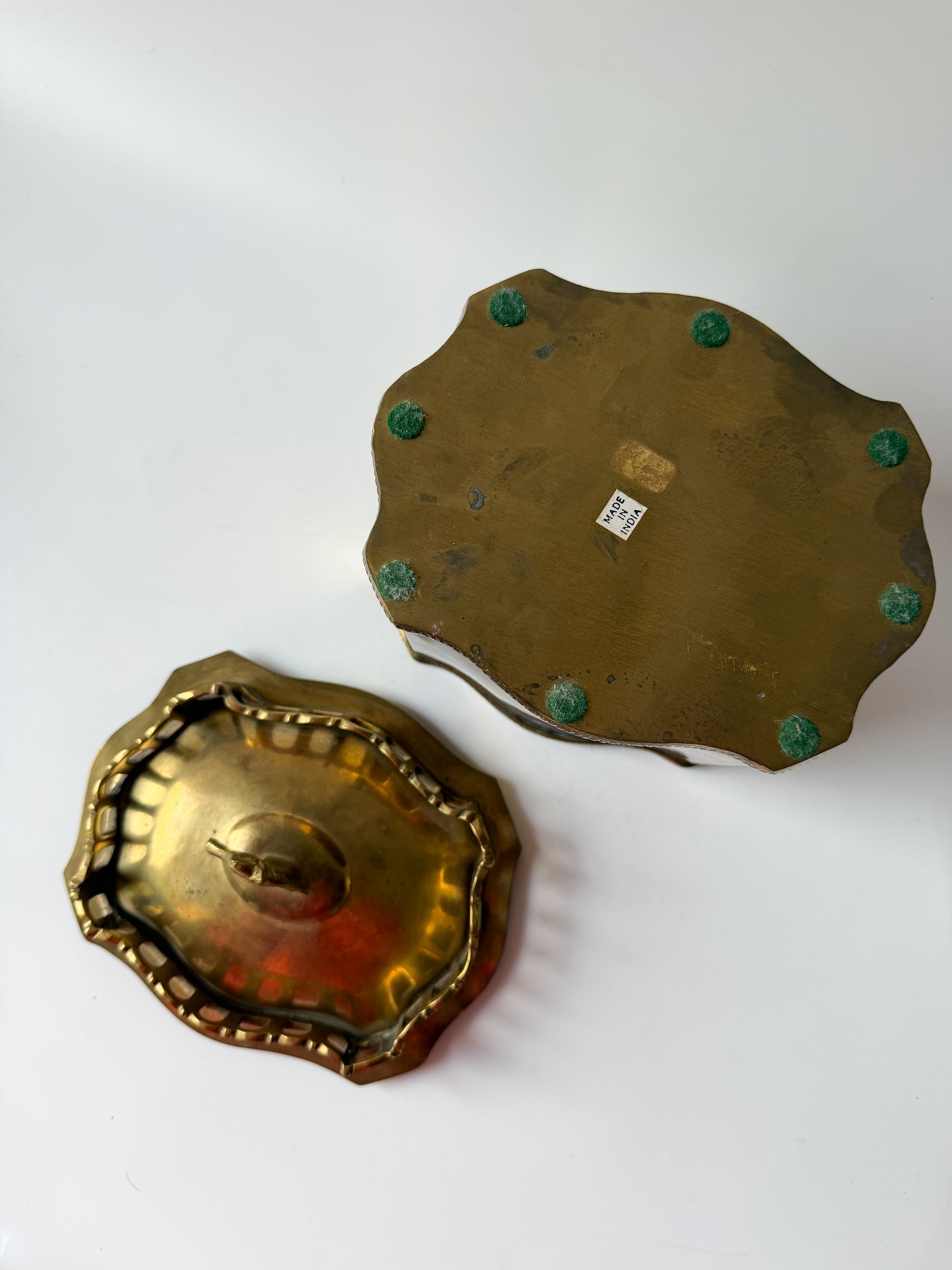 Vintage Brass Horse Biscuit Tin