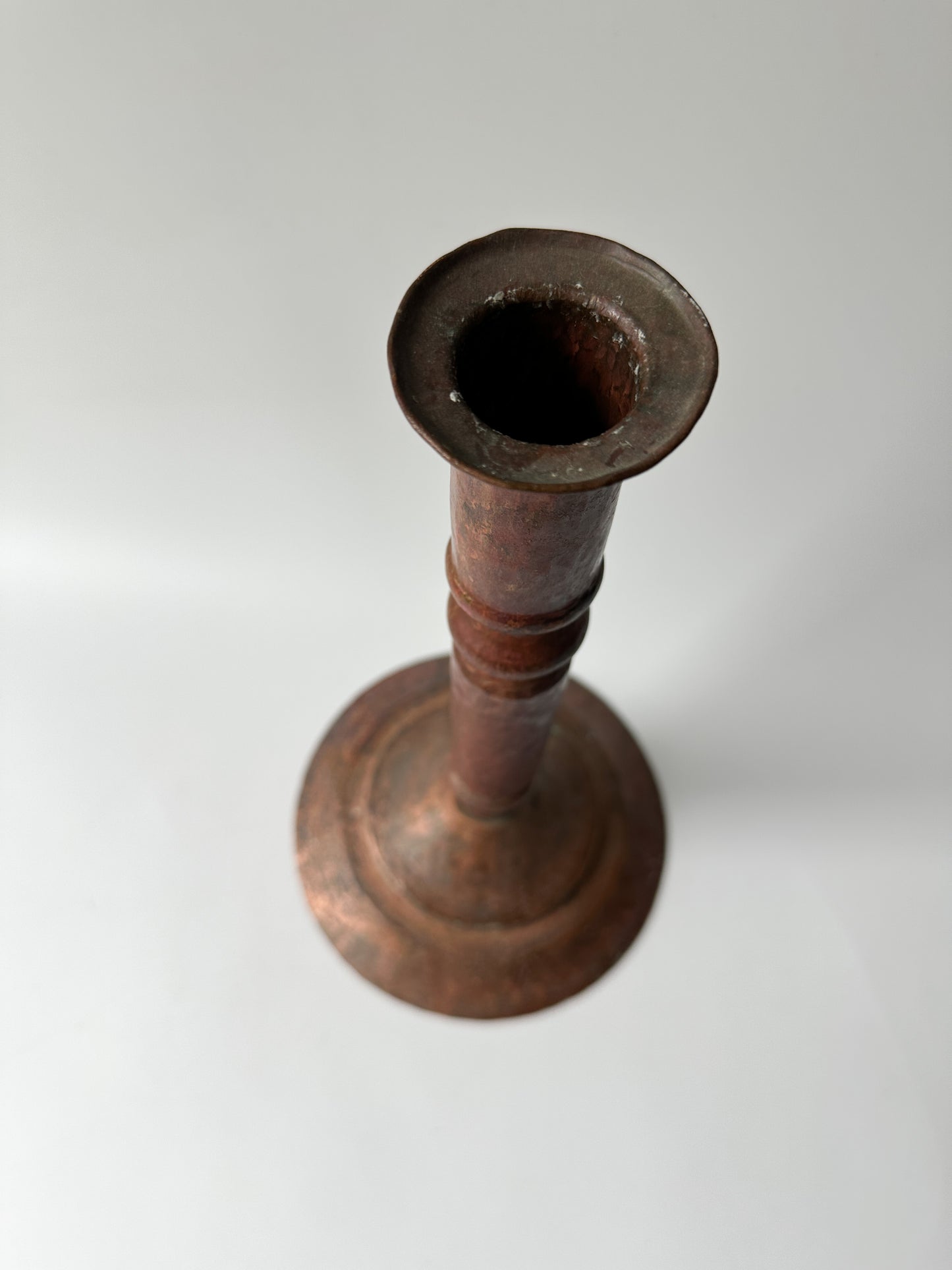 Tall Hammered Copper Candlestick
