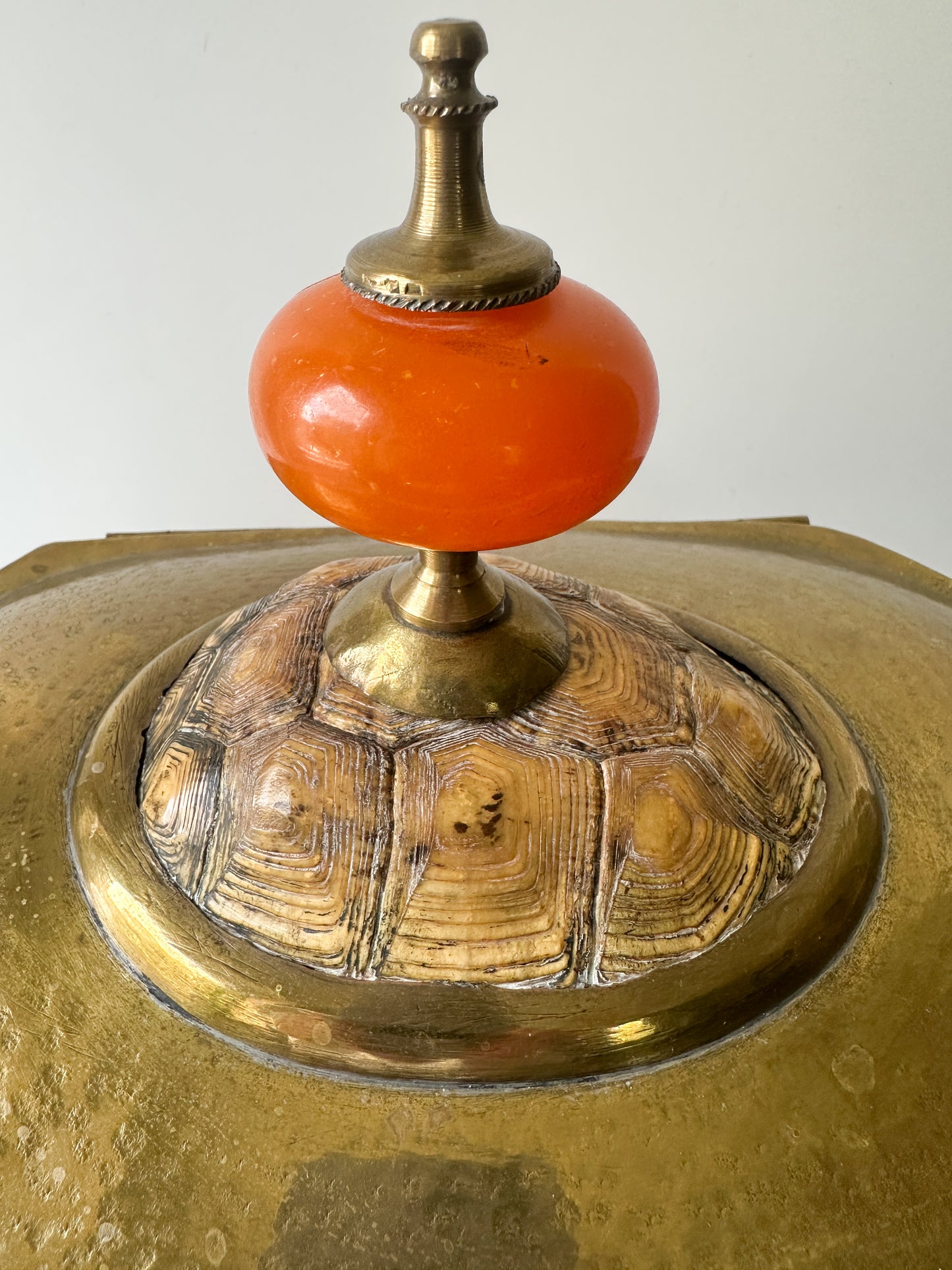 Vintage Hammered Brass Tea Caddy Box