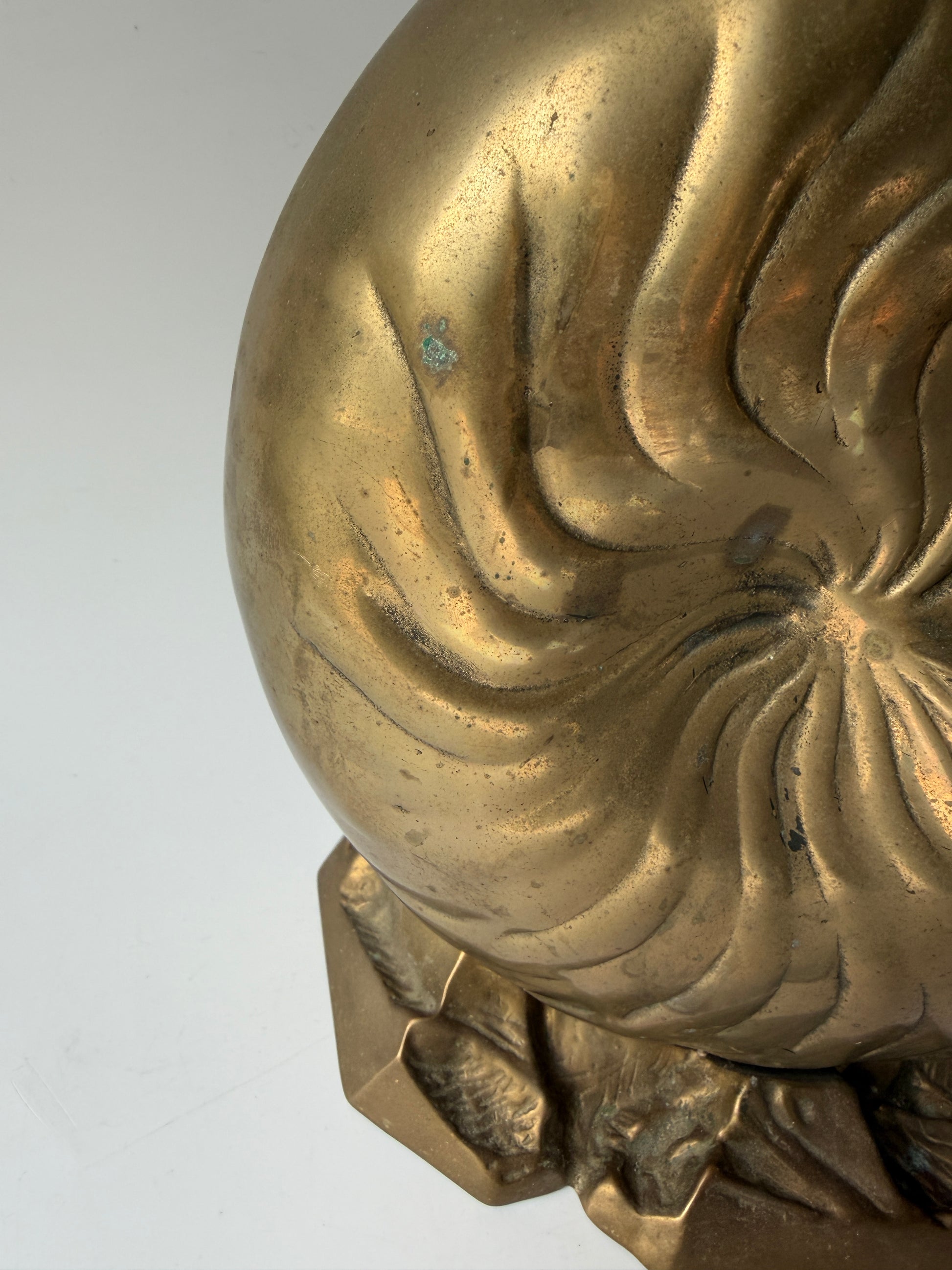 Vintage Hollywood Regency Brass Nautilus Shell Planter