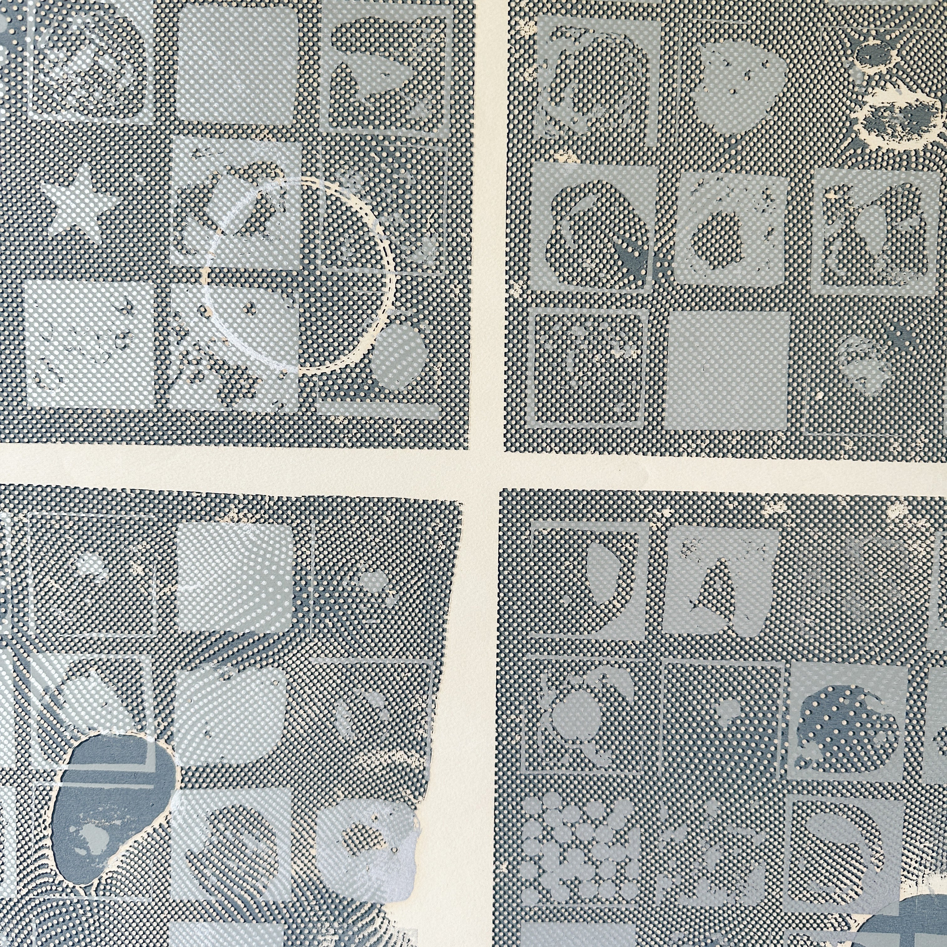 Black and Silver Ink Abstract - Screenprint by the late Velda Warner - SIGNED (29.5”W x 21”H)