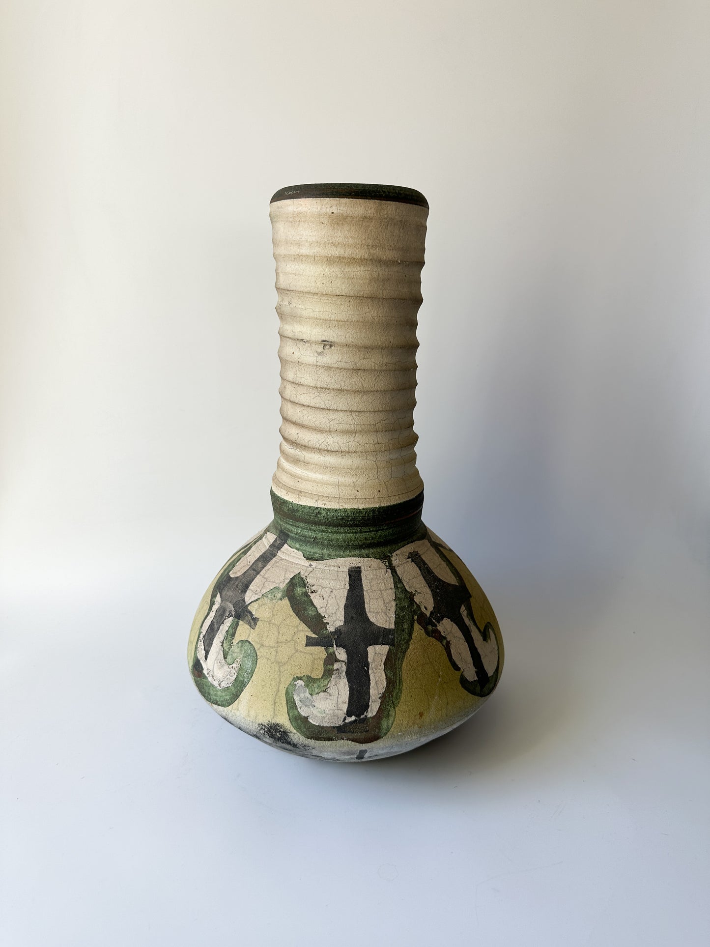 Large Raku Pottery Vase (16"H)