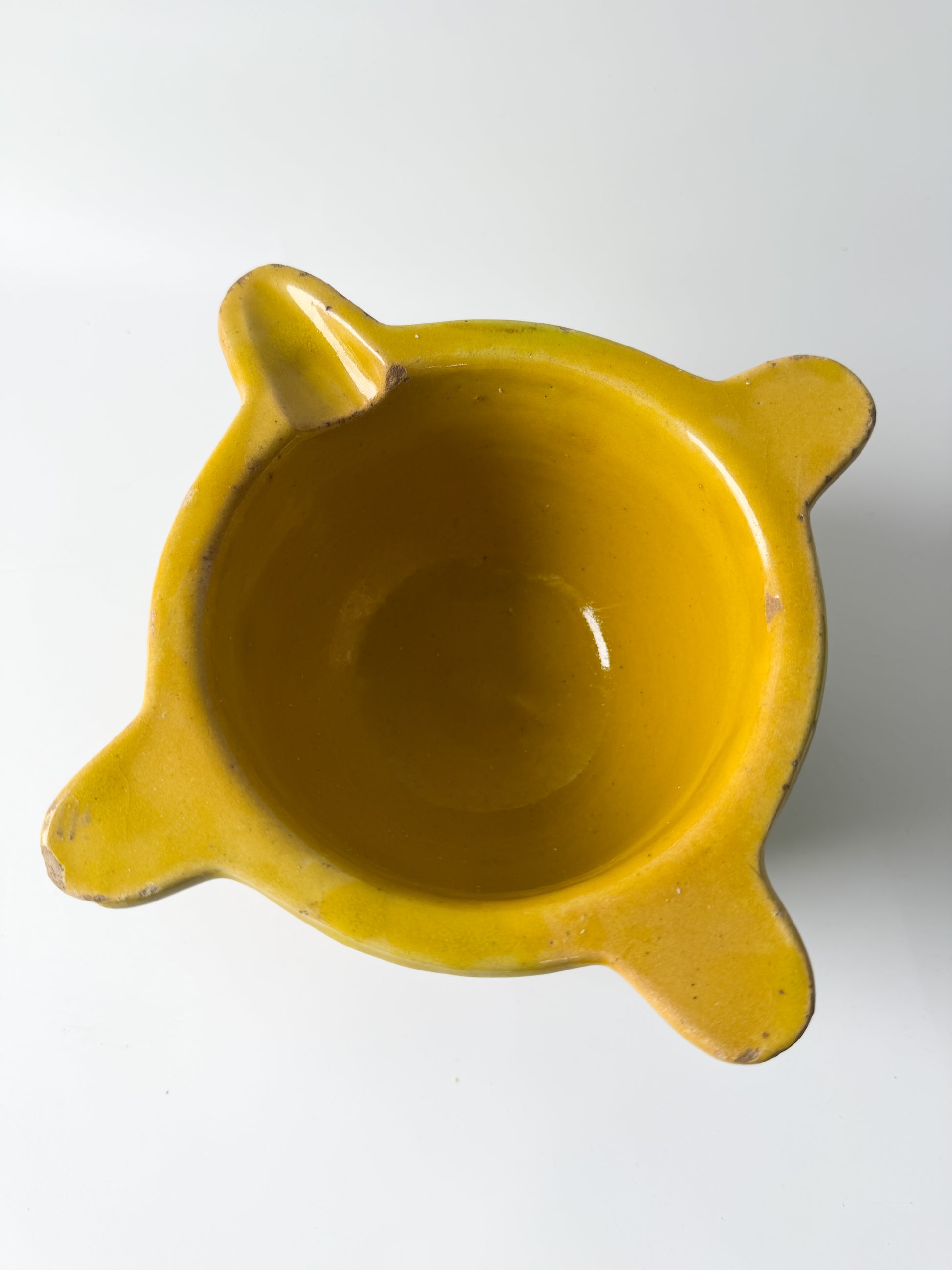 Vintage Yellow and Green Ceramic Ashtray