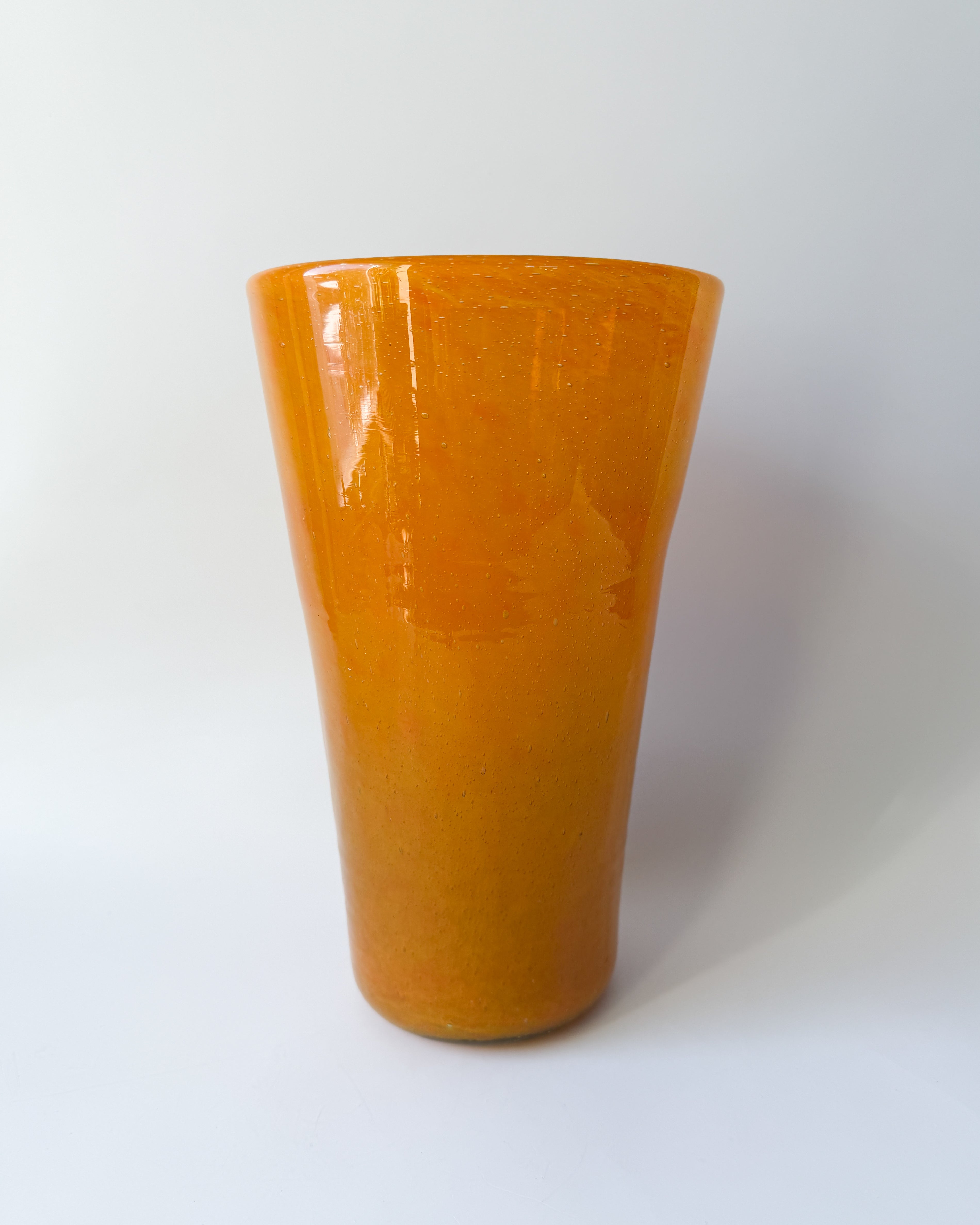 Orange Hand Blown Glass Vase
