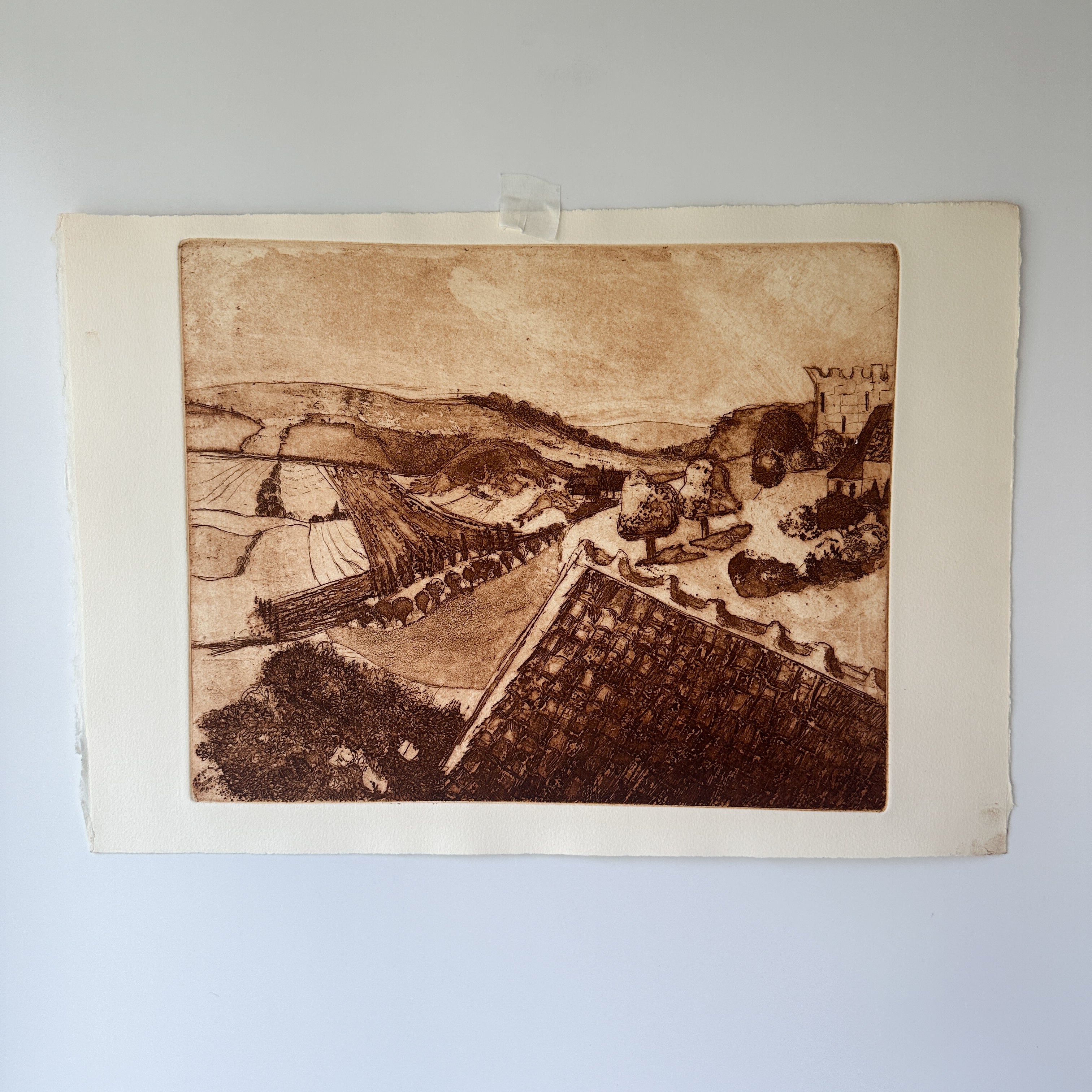 "BURGUNDY" France Aquatint Etching by Late Artist Jane Matteson