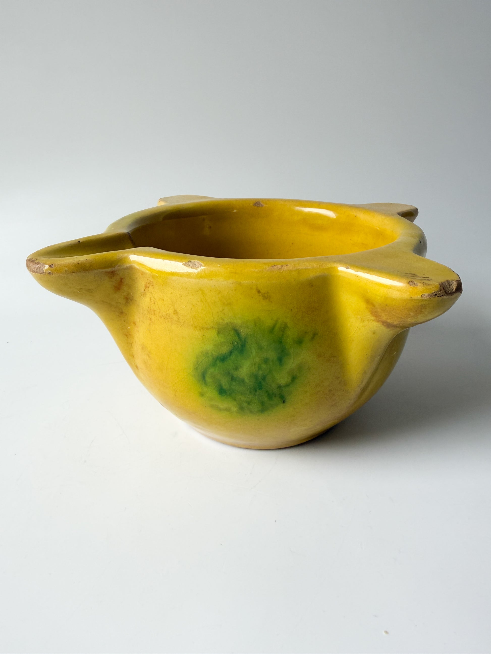Vintage Yellow and Green Ceramic Ashtray