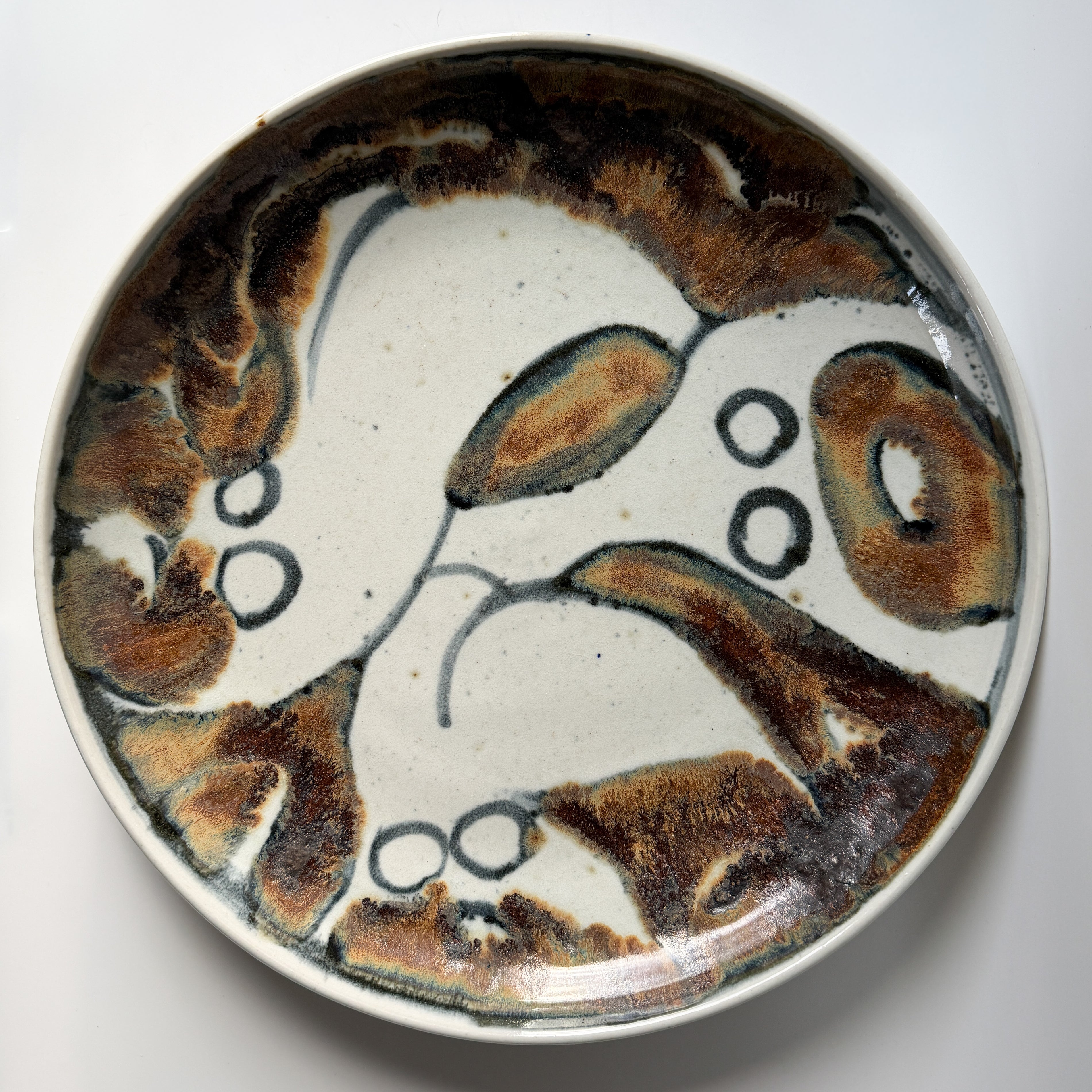 Vintage Hand-Painted Abstract Nudes Large Ceramic Bowl