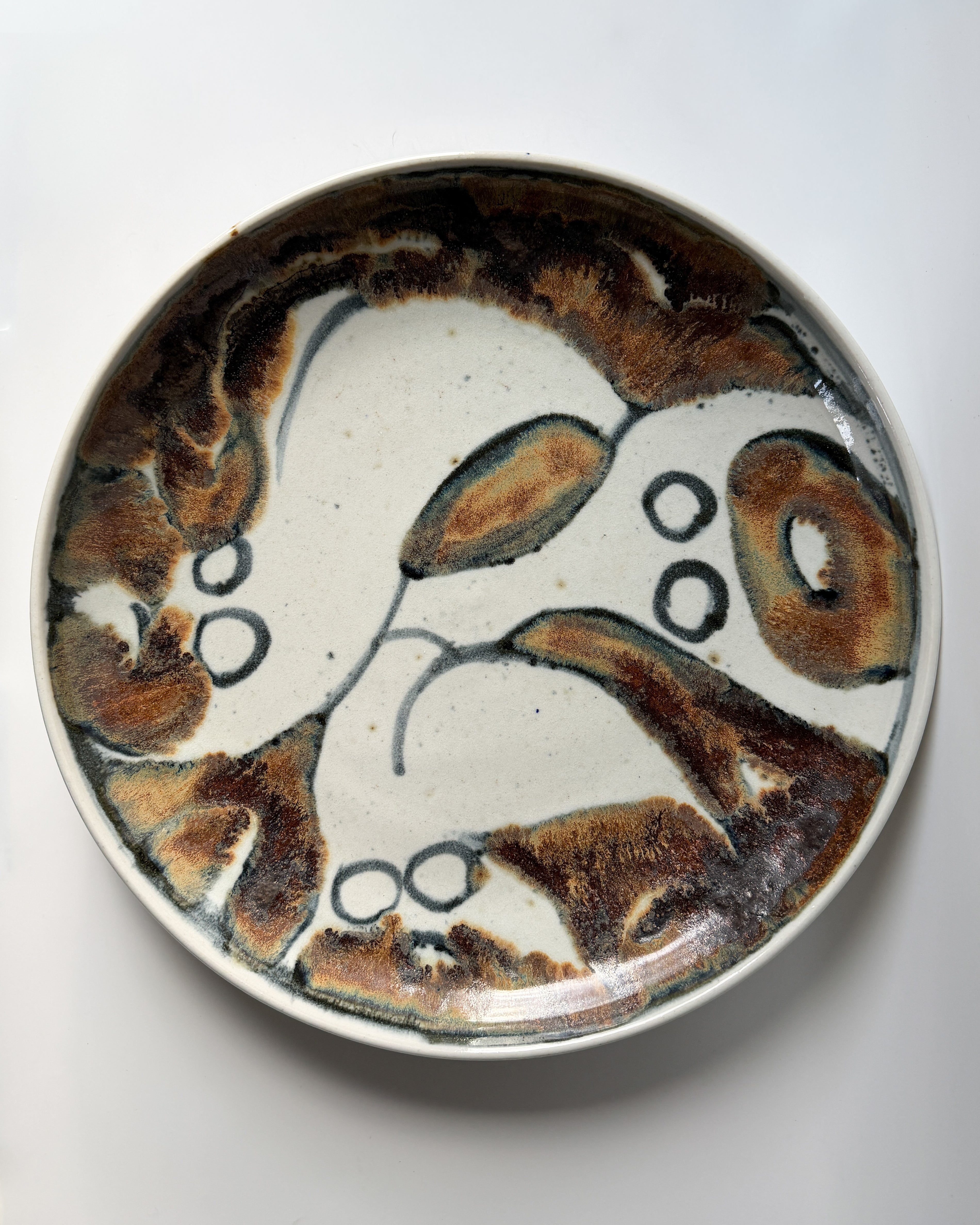 Vintage Hand-Painted Abstract Nudes Large Ceramic Bowl