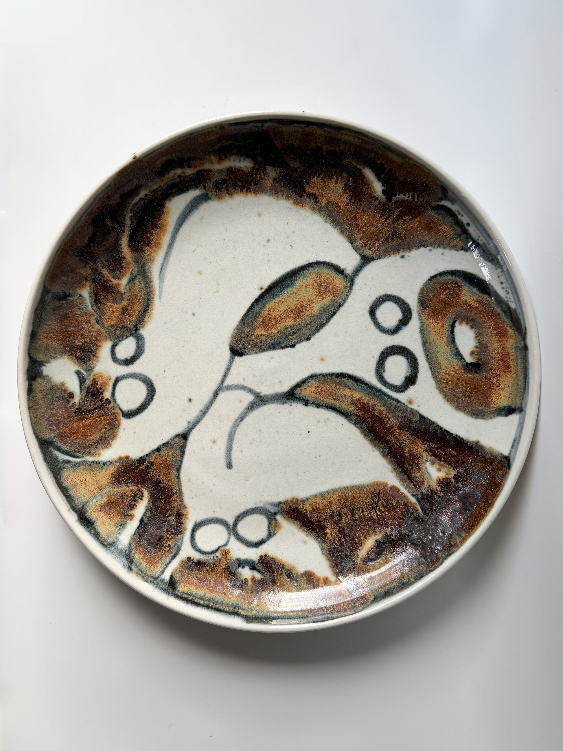 Vintage Hand-Painted Abstract Nudes Large Ceramic Bowl