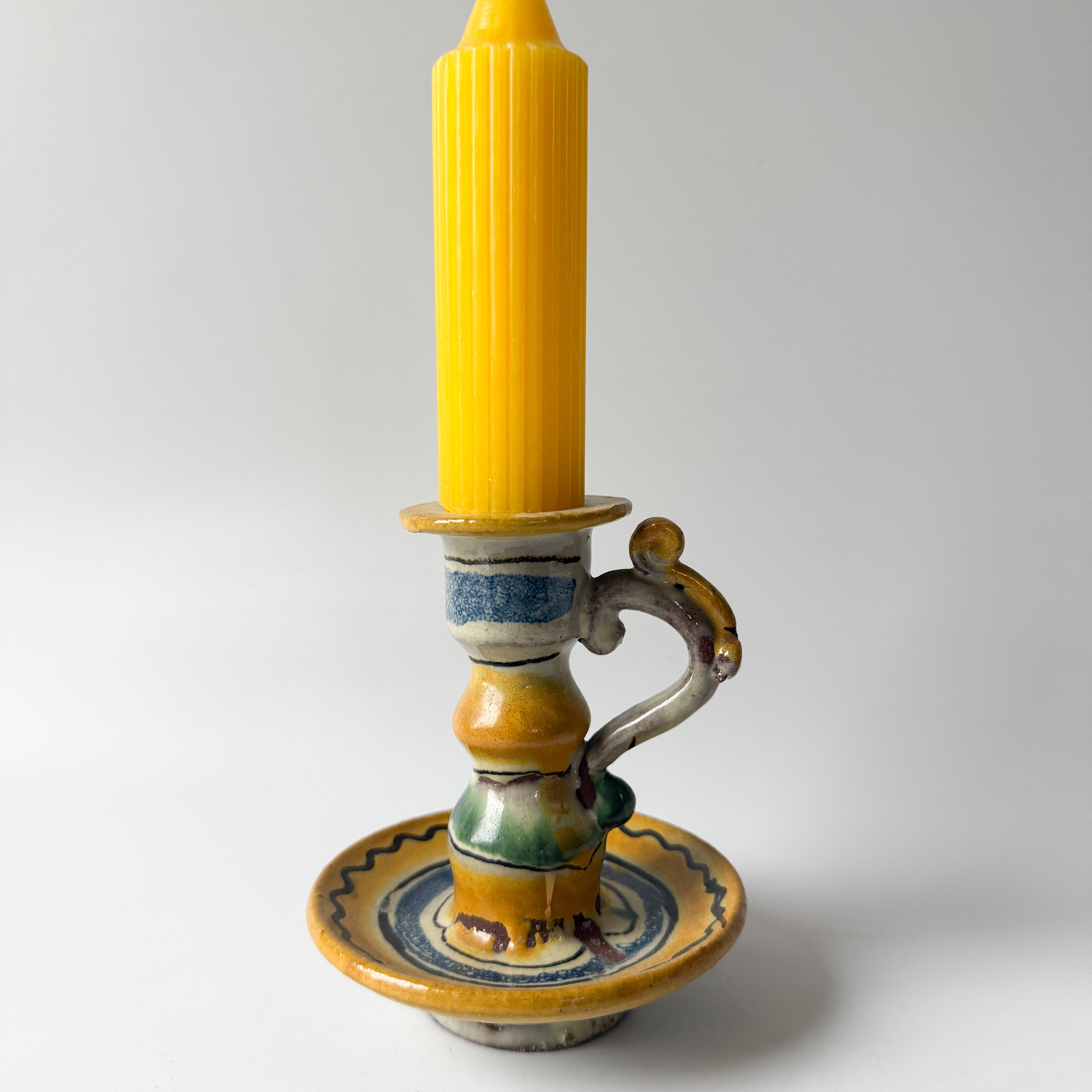 Italian Handmade Terracotta Candlestick (with candle)