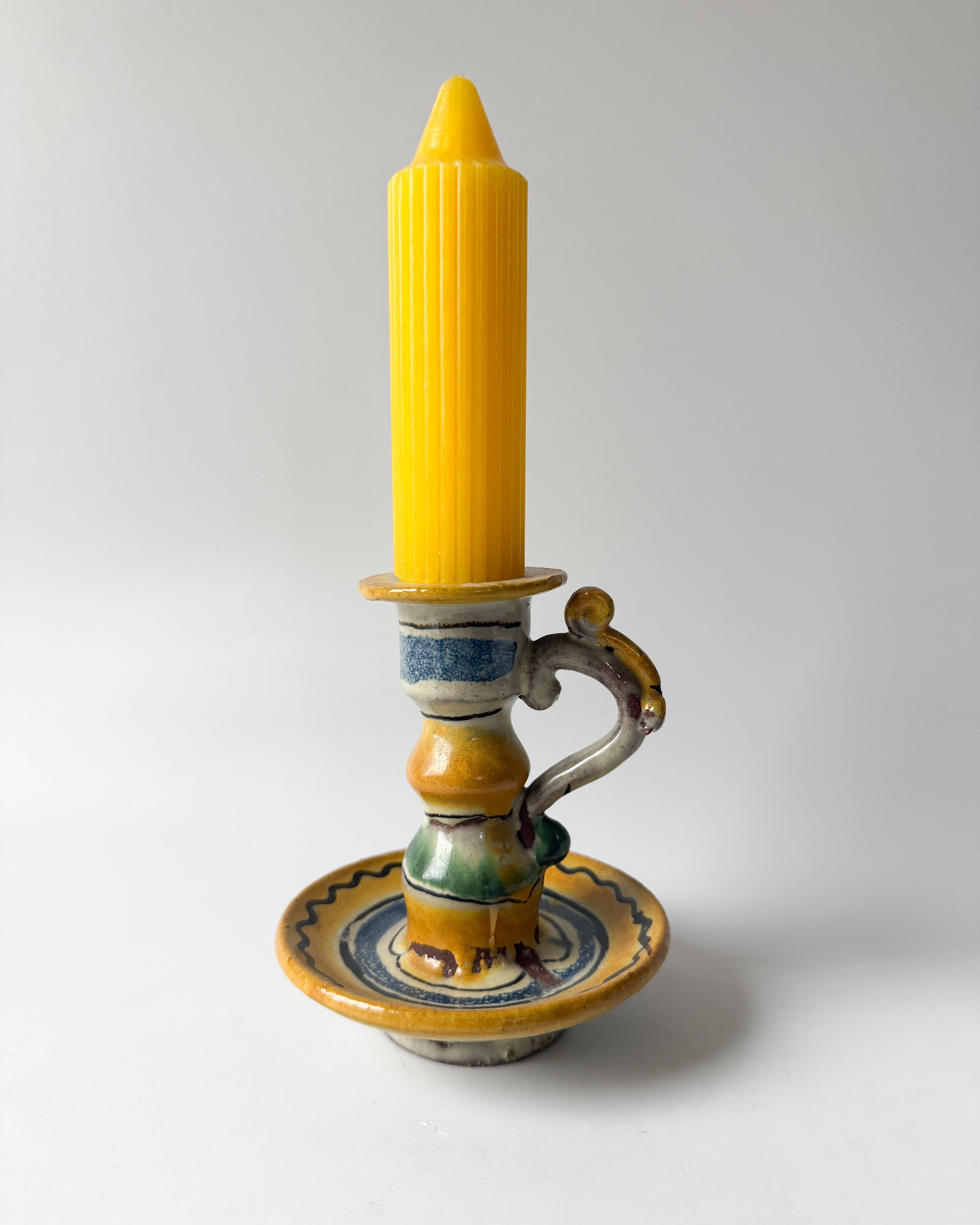 Italian Handmade Terracotta Candlestick (with candle)