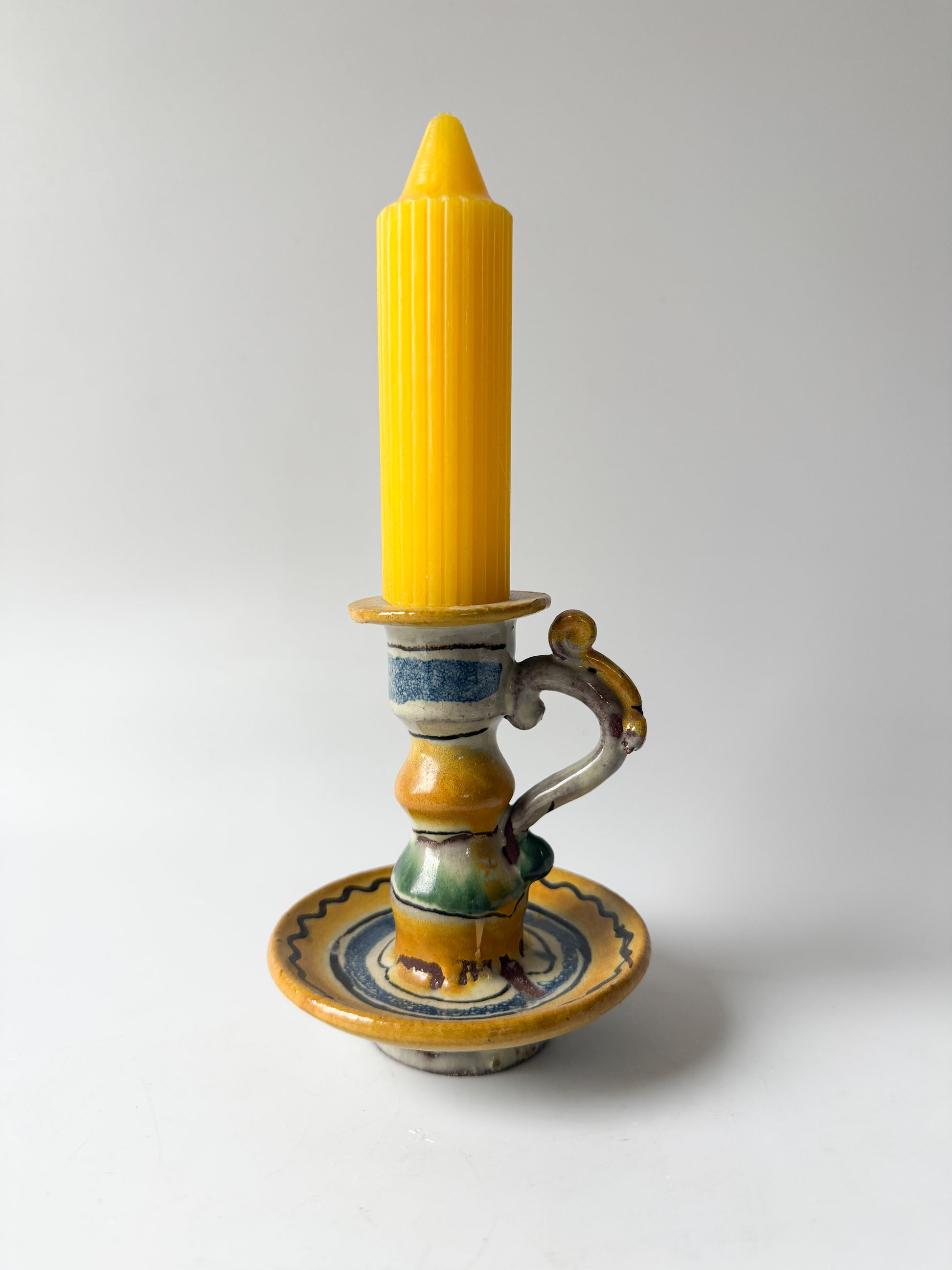 Italian Handmade Terracotta Candlestick (with candle)