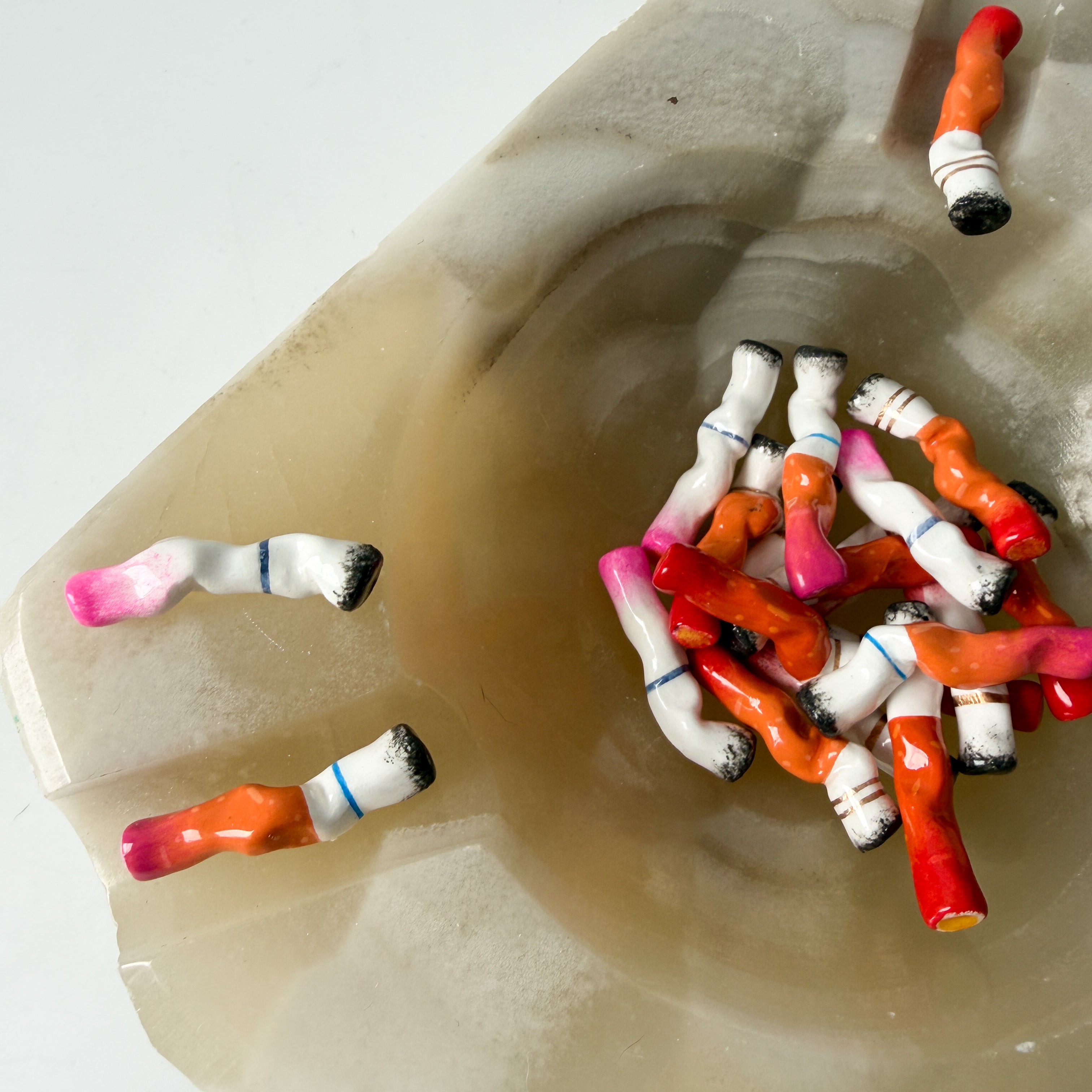 clay cigarette Decor acrylic Dimensions SHORT LIPSTICK-STAINED Handmade Clay Cigarettes