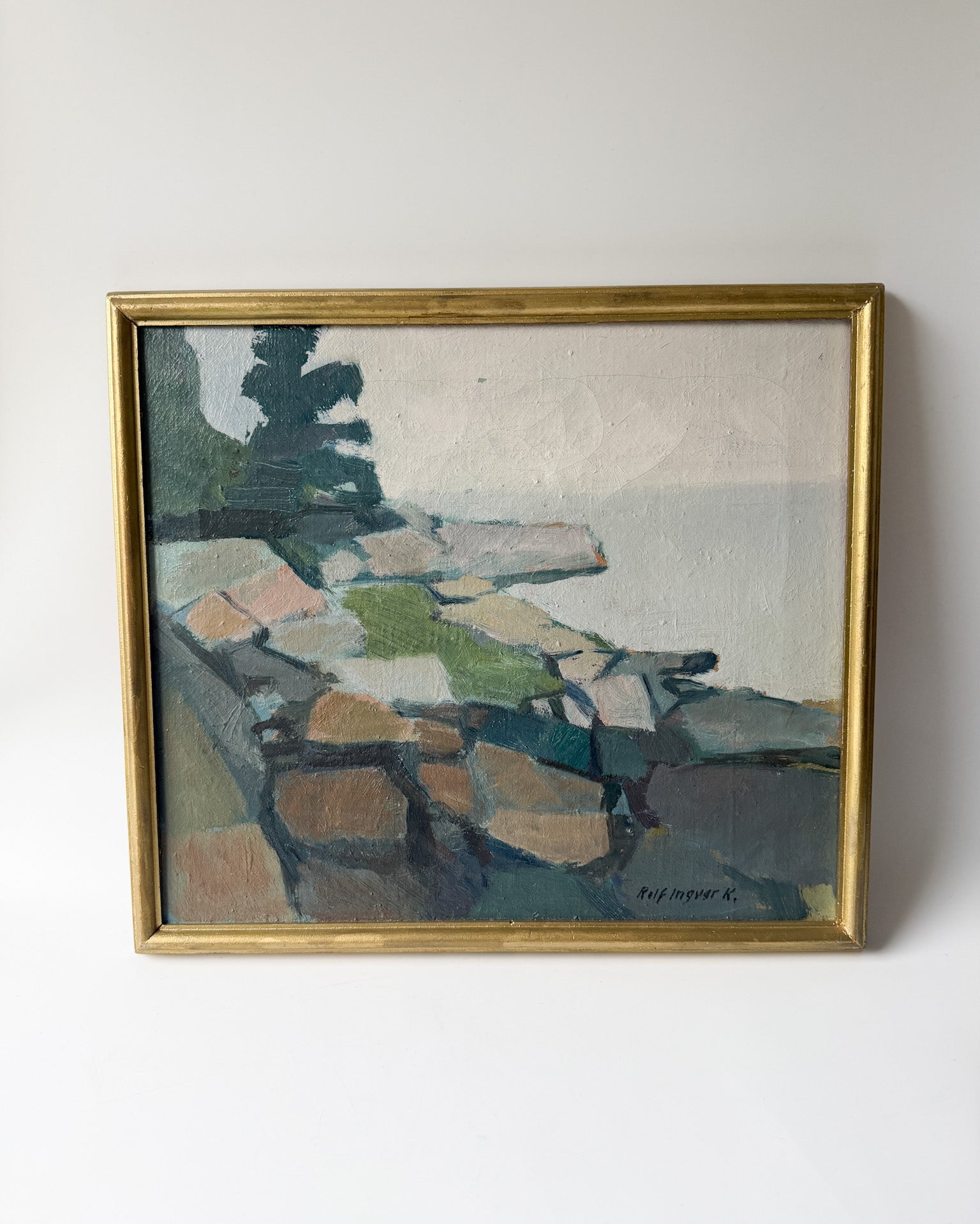 ROLF INGVAR KARLSSON - Rocky Coast Oil Painting